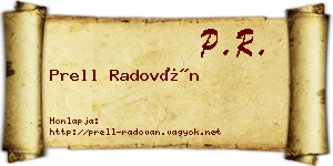 Prell Radován névjegykártya